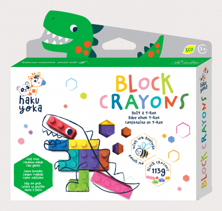 Back to school - Creioane cerate interconectabile Block Crayons - Dinozaur T-Rex, Haku Yoka