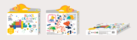 Creioane cerate interconectabile Block Crayons - Dinozaur Triceratops, Haku Yoka [6]