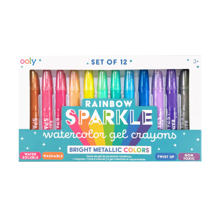 Jucarii 7-10 ani - Creioane colorate cu gel acuarelă cu sclipici Rainbow Sparkle Metallic - Set de 12