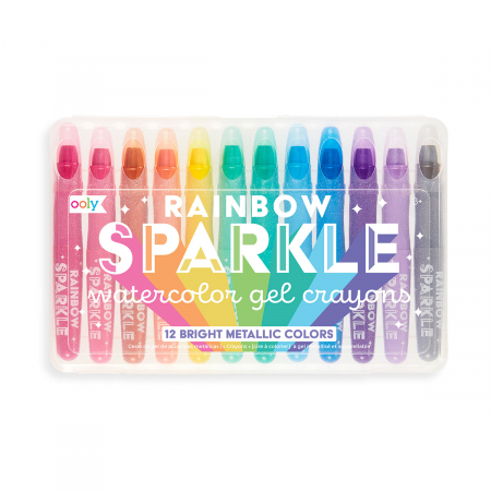Back to school - Creioane colorate cu gel acuarelă cu sclipici Rainbow Sparkle Metallic - Set de 12