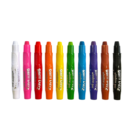 Creioane cu gel pentru geam si sticla, Rainy Dayz, set 10 culori lavabile [2]