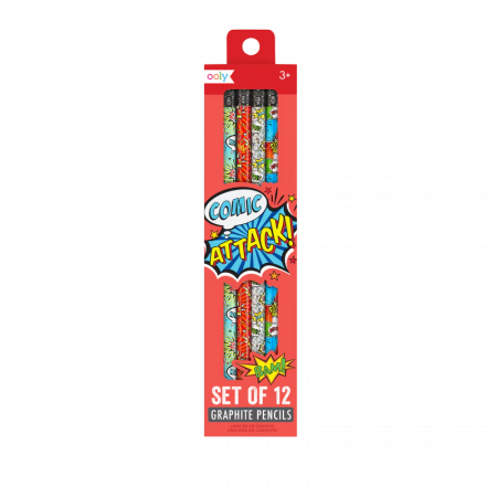 Jucarii 5-7 ani - Creioane grafit HB Comic Attack - Set de 12