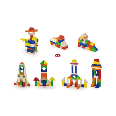 Cuburi de construit din lemn, colorate, 2.5 cm, 100 buc [1]