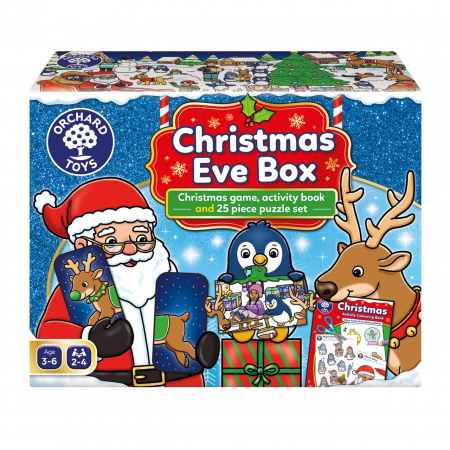 Jucarii creative - Cutie 3 in 1 Ajunul Craciunului - joc educativ, puzzle si carte de colorat cu activitati