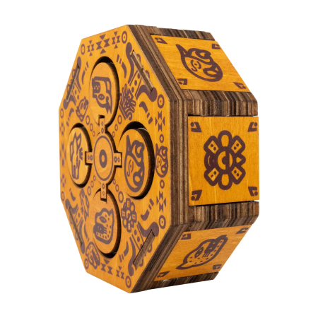 Cutie puzzle IQ din lemn cu compartiment secret - Aztec Family Chest [4]