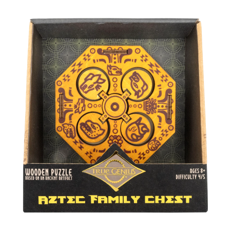Cutie puzzle IQ din lemn cu compartiment secret - Aztec Family Chest [6]