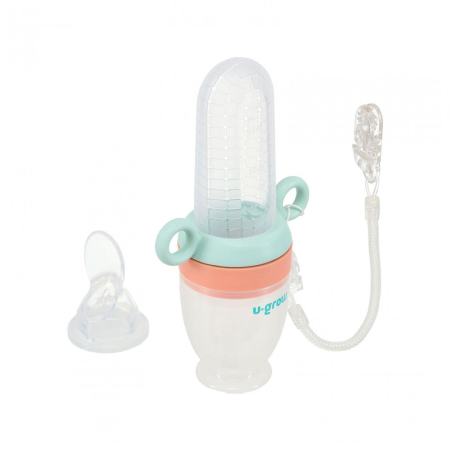 Dizpozitiv de hranire cu 2 tetine : suzeta fructe + lingurita, U-Grow [1]