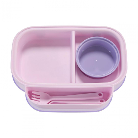 Farfurie compartimentata cu capac si lingurita si furculita, mov, U-Grow [3]
