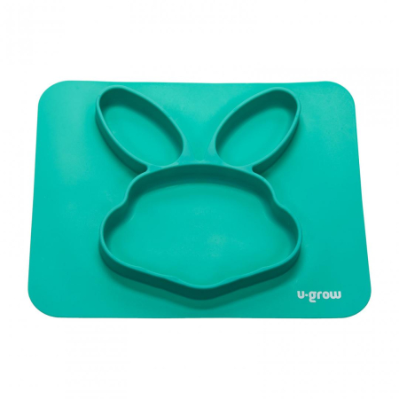 Accesorii hranire - Farfurie din silicon, forma iepuras, U-Grow