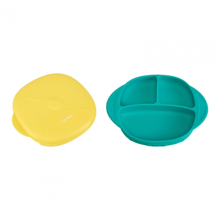 Farfurie silicon cu capac , galbena, U-Grow [2]