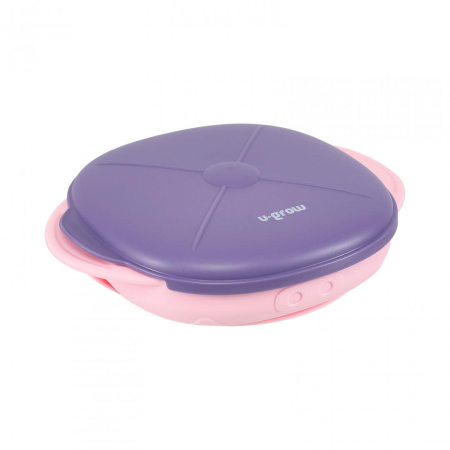 Accesorii hranire - Farfurie silicon cu capac , mov, U-Grow