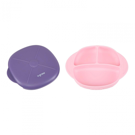 Farfurie silicon cu capac , mov, U-Grow [2]
