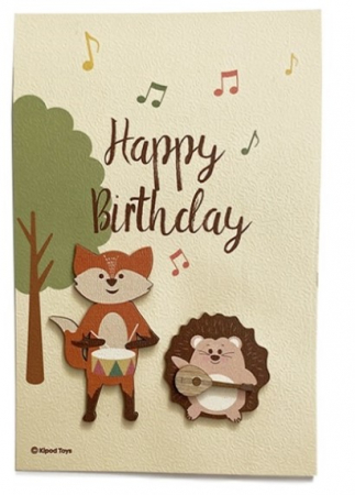 Jocuri educative - Felicitare Kipod -   Happy birthday   - vulpe si arici