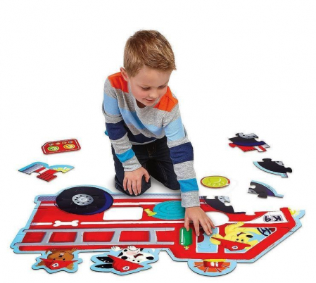 Firetruck pups puzzle - Masina de pompieri, puzzle mare de podea [1]