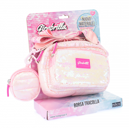 Penare si ghiozdane - Geanta clutch si portofel monede Girabrilla - matlasata, cu paiete reversibile
