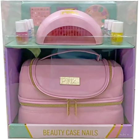 Machiaj copii - Set manichiura copii - cu geantă și accesorii pentru unghii - Pink It