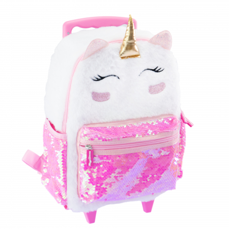 Ghiozdan troler fetiță Girabrilla – Unicorn Magic, cu paiete reversibile și roți rezistente [1]