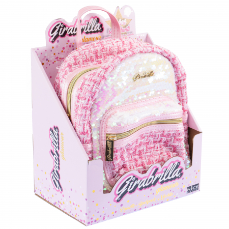 Penare si ghiozdane - Ghiozdan Tweed Glamour Girabrilla – rucsac din material tweed cu paiete reversibile