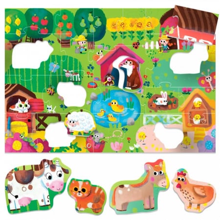 Jucarii Educative - Headu Ecoplay - Puzzle Animalute La Ferma