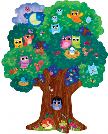 Hoot Owl Hoot, puzzle de podea în formă de copac, cu bufnițe [1]