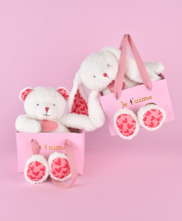 Iepuras din plus moale "Te Iubesc" in punga cadou – 25 cm [6]
