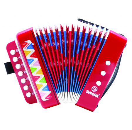 3-5 ani - Instrument muzical acordeon rosu, Svoora