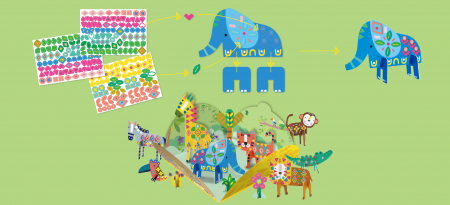 Joc creativ Stick'N'Play cu scene 3D si stickere repozitionabile - Animale Safari [2]