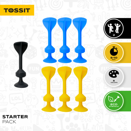 Joc de Darts cu Ventuze, Tossit, set de 7, albastru-galben [1]