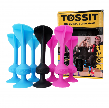 Cadouri Baieti - Joc de Darts cu Ventuze, Tossit, set de 7, roz-bleu
