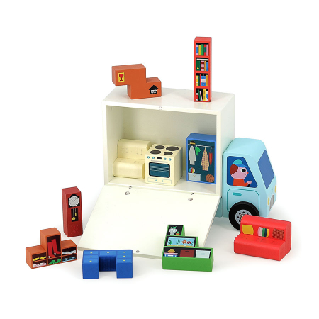 Joc de logica - Camion de mutari cu mobilier din lemn - Vilac [1]