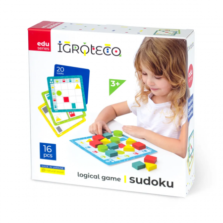 Cifre si matematica - Joc de logica din lemn -  Sudoku pentru copii, 16 piese