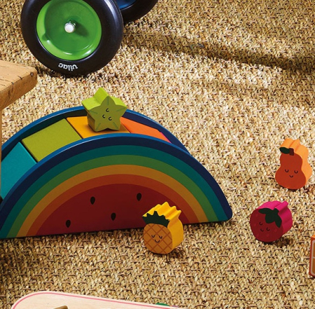 Joc din lemn sortator de forme - Curcubeu cu fructe Andy Westface - Vilac [5]