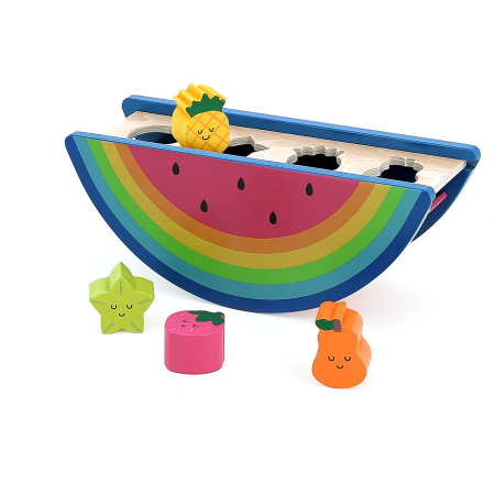 Jucarii Educative - Joc din lemn sortator de forme - Curcubeu cu fructe Andy Westface - Vilac