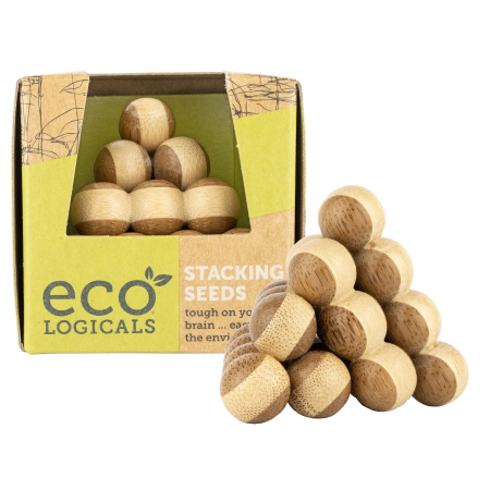 Jucarii 7-10 ani - 4 x Joc logic IQ 3D din bambus, 6 piese - Stacking Seeds