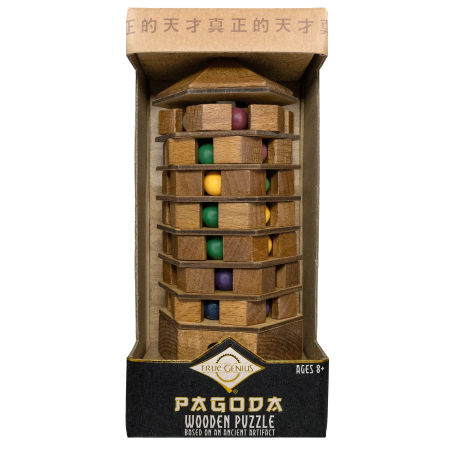 Joc logic IQ 3D din lemn cu bile - Chinese Pagoda [6]