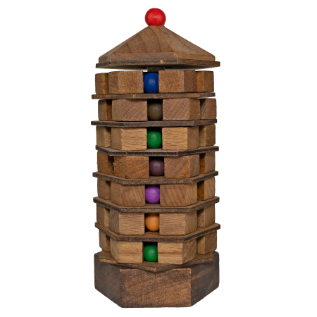 Joc logic IQ 3D din lemn cu bile - Chinese Pagoda [1]