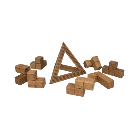 Joc logic IQ 3D din lemn cu cub ascuns - Egyptian Triglyph [2]