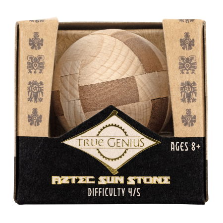 Joc logic IQ 3D din lemn, puzzle sferic - Aztec Sun Stone [4]