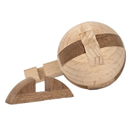 Joc logic IQ 3D din lemn, puzzle sferic - Aztec Sun Stone [3]
