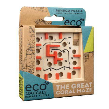 Joc logic IQ labirint din bambus cu bila metalica - The Great Coral Maze [3]