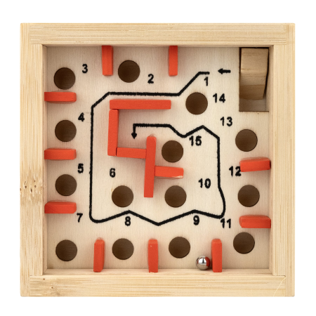 Joc logic IQ labirint din bambus cu bila metalica - The Great Coral Maze [6]