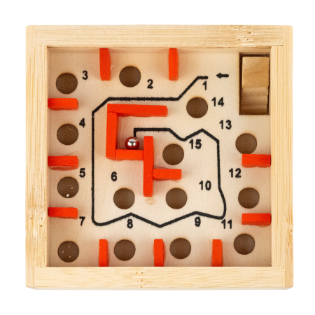 Joc logic IQ labirint din bambus cu bila metalica - The Great Coral Maze [5]