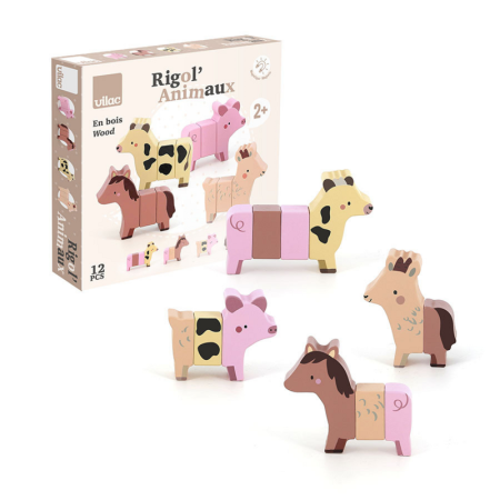 Joc magnetic din lemn - Asambleaza 4 animale de la ferma - Vilac [3]