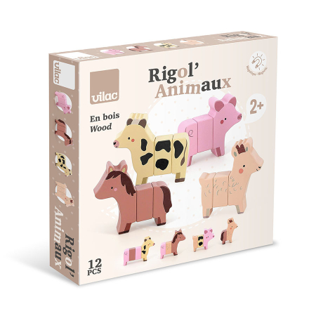Jucarii Educative - Joc magnetic din lemn - Asambleaza 4 animale de la ferma - Vilac
