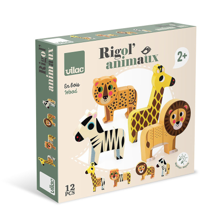 Jucarii Educative - Joc magnetic din lemn - Asambleaza 4 animale din Savana - Vilac