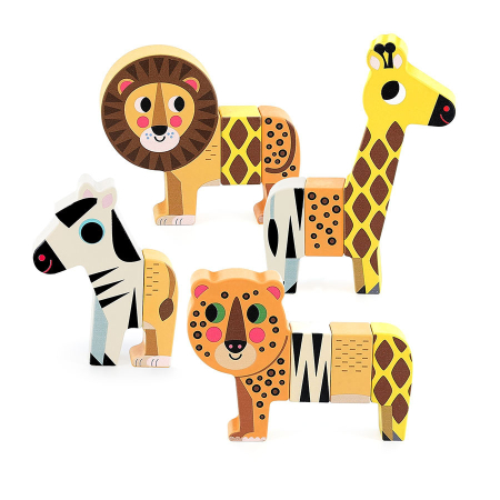 Joc magnetic din lemn - Asambleaza 4 animale din Savana - Vilac [1]