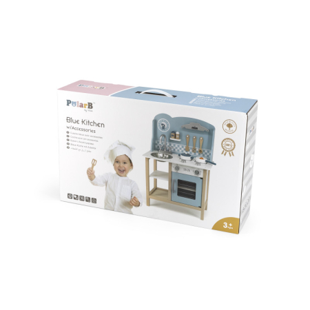 Jucarie copii - Bucatarie albastra din lemn cu accesorii, PolarB, Viga [4]
