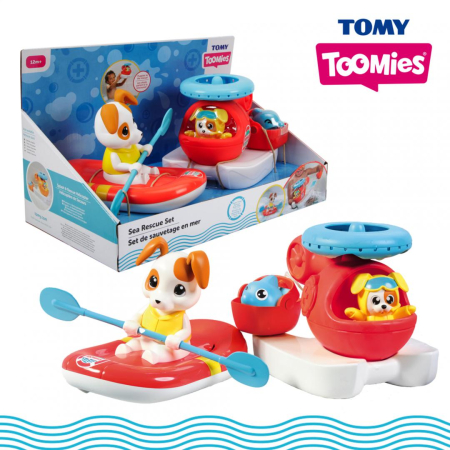 Jucarii Bebe - JUCARIE DE BAIE, ELICOPTER DE SALVARE SI BARCA, TOMY