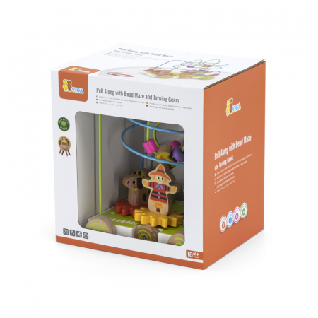 Jucarii Educative - Jucarie de tras cu labirint de bile si roti dintate, Viga
