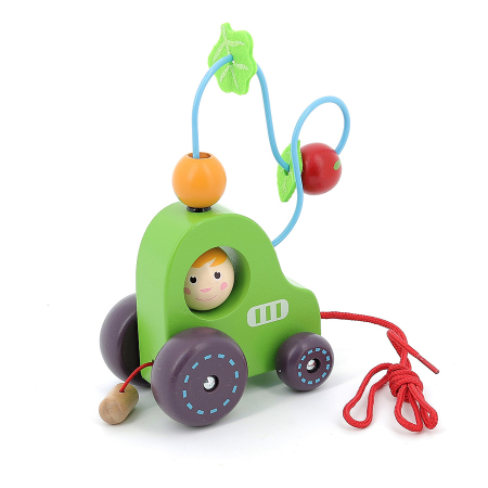 Jucarie de tras si de indemanare / stivuit, din lemn - Tractor cu activitati - Vilac [1]